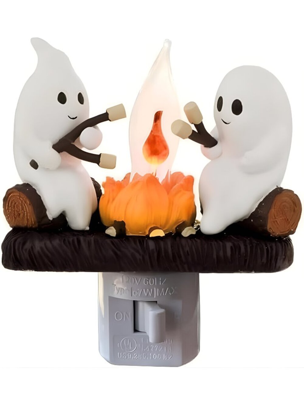 Ghosts Roasting Marshmallows Night Light, Halloween Nightlight Plug In Lamp